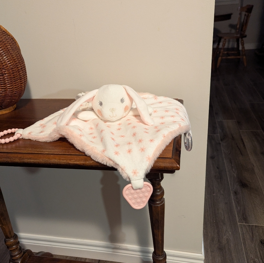 Pink Bunny Security Blanket lovey. Pink And White. Soft. Cuddly. Like New.